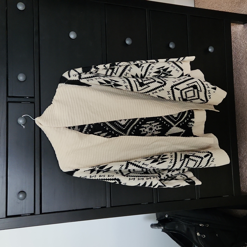 Black and cream oversized cardigan